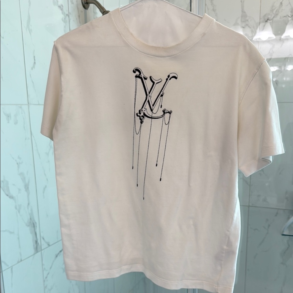 White T-Shirt with Black Graphic